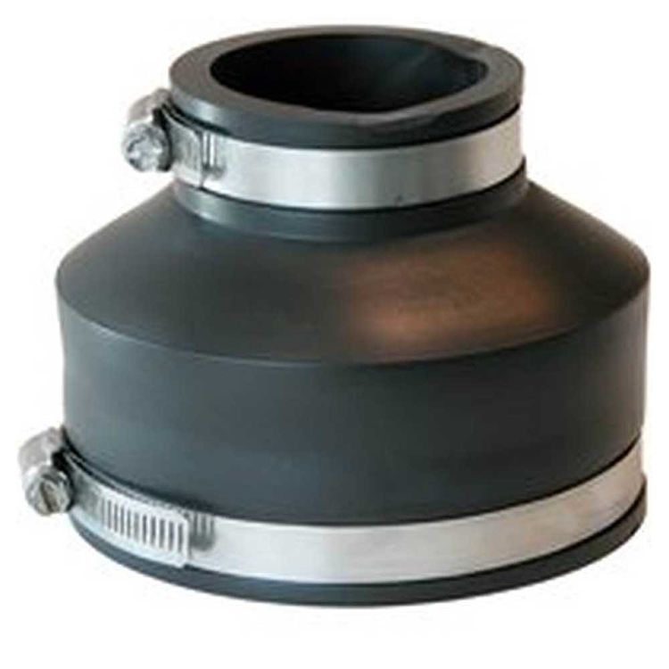 Fernco 1056 Flexible Pipe Reducing Stock Coupling, 4 X 2 in x 3.883 in, Plastic, 4.3 psi, PVC