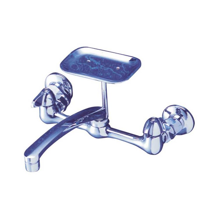 MintCraft Two-Handle Laundry Faucet with Soap Dish, 2-Hole, 1.8 GPM, Wall-Mount, Chrome - PF6363204
