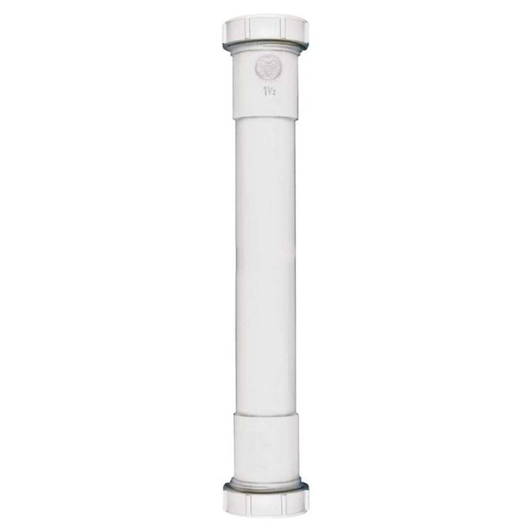 Plumb Pak PP40-8W Extension Tube, 1-1/2 in Dia X 8 in L, Slip Joint, Plastic, White