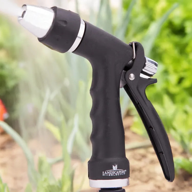 Landscapers Select Adjustable Spray Nozzle for Garden Hose, Rare Push, Female, Aluminum, Black - GT-35231-3L