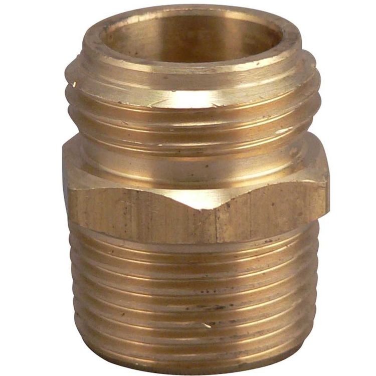 Plumb Pak PP850 Garden Hose Adapter, 3/4 X 3/4 X 1/2 in, MHT X MIP X FIP, Brass