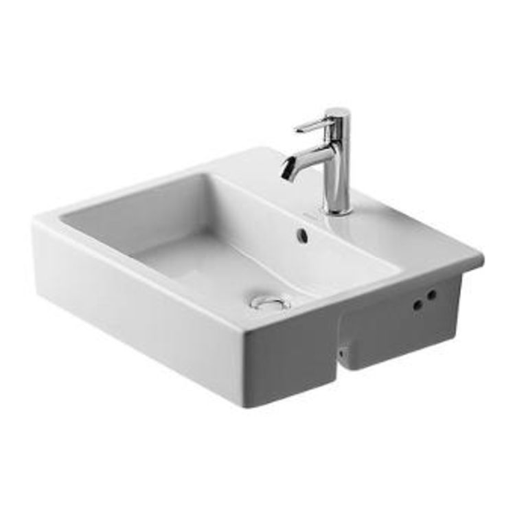 Duravit 03145500601 Vero 21 5/8" Semi-Recessed Bathroom Sink with Overflow and Tap Platform 