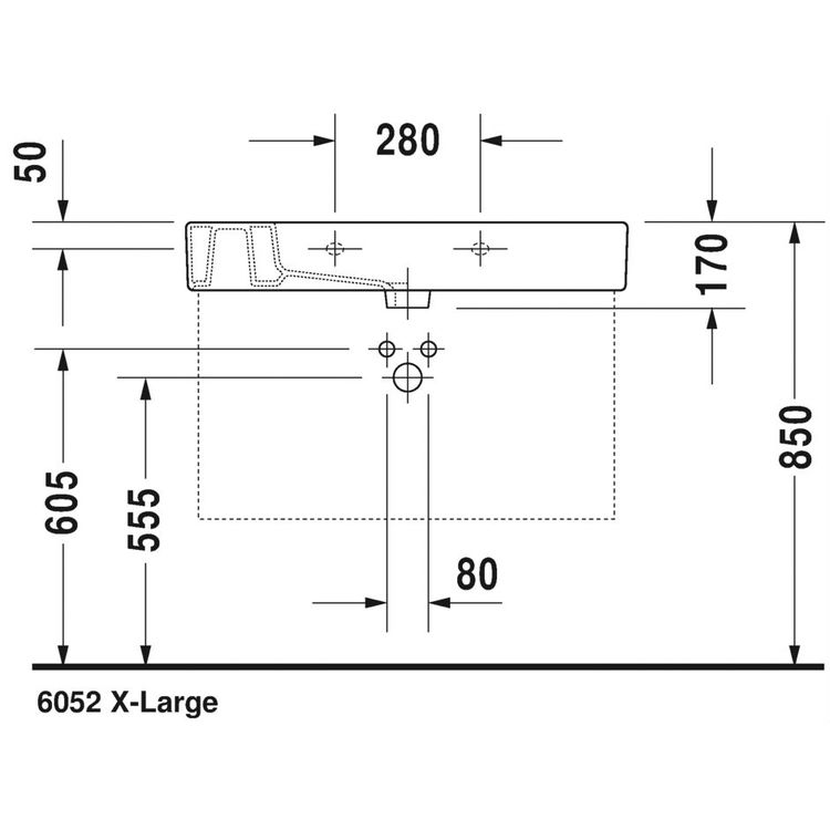 Duravit 03298500601 Vero 33 1/2" Wall Mount Bathroom Sink with Overflow and Tap Platform 