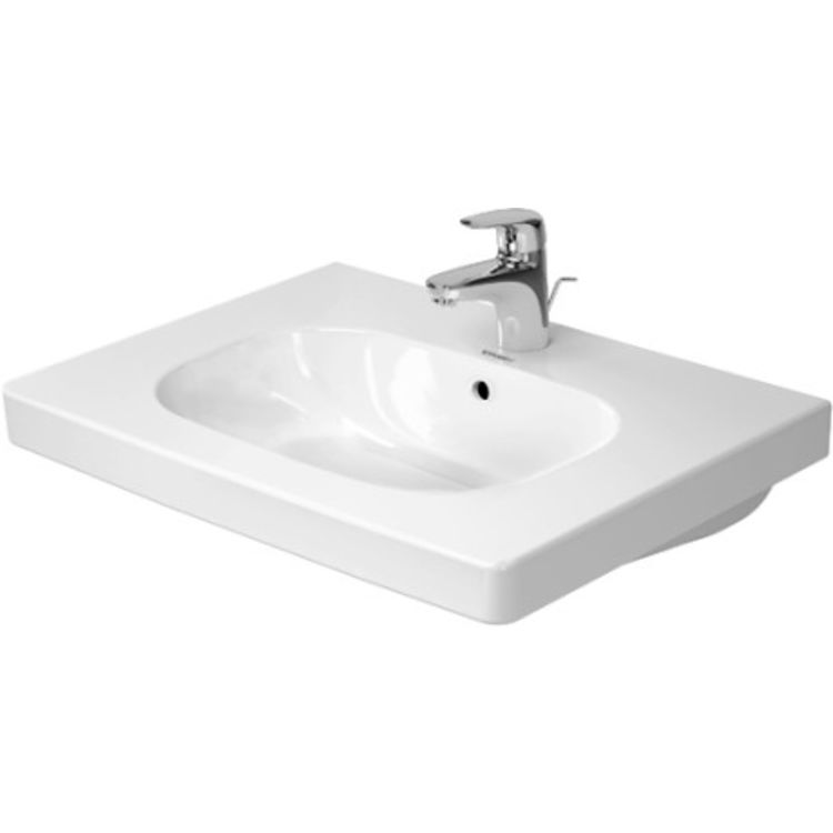Duravit 03426500302 D-Code 25 5/8" Drop In Bathroom Sink with Overflow and Tap Platform With Faucet Holes