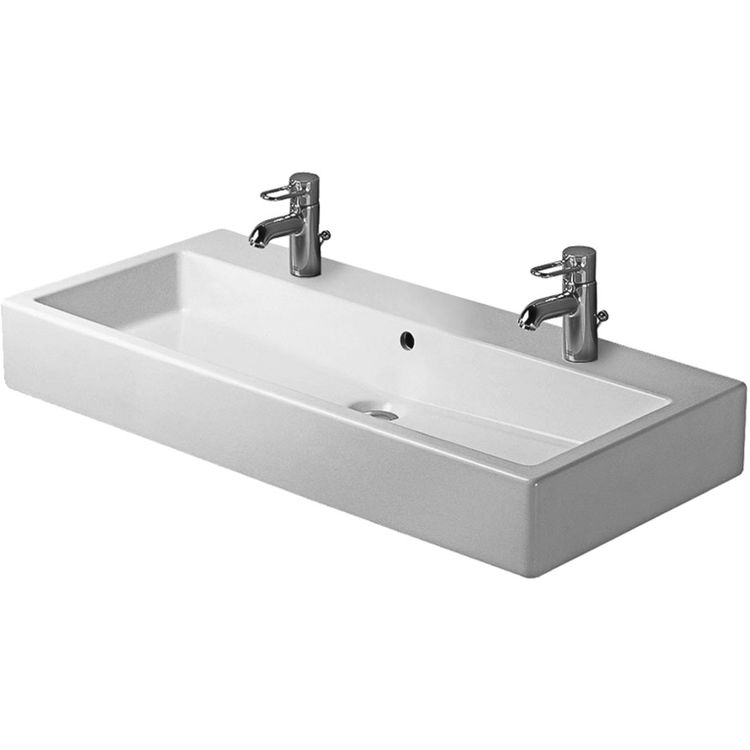 Duravit 04541008251 Vero 39 3/8" Wall Mount Bathroom Sink with Overflow and Tap Platform - Black