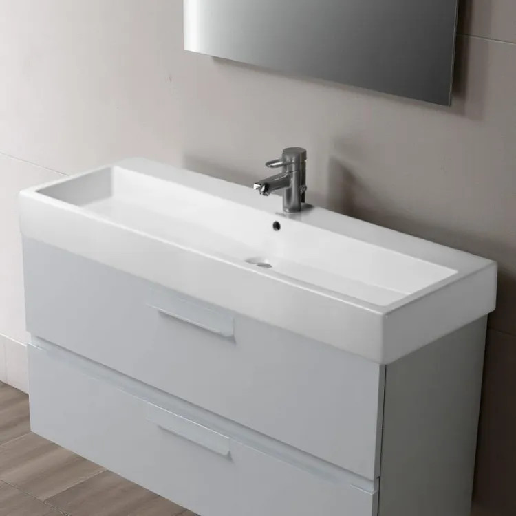 Duravit 04541200001 Vero 47-1/4" Vanity Top Bathroom Sink - 1 Hole, Overflow, Tap Platform, White