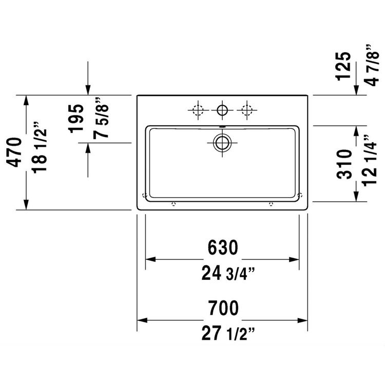 Duravit 04547000601 Vero 27 1/2" Wall Mount Bathroom Sink with Overflow and Tap Platform - White And Mount Type