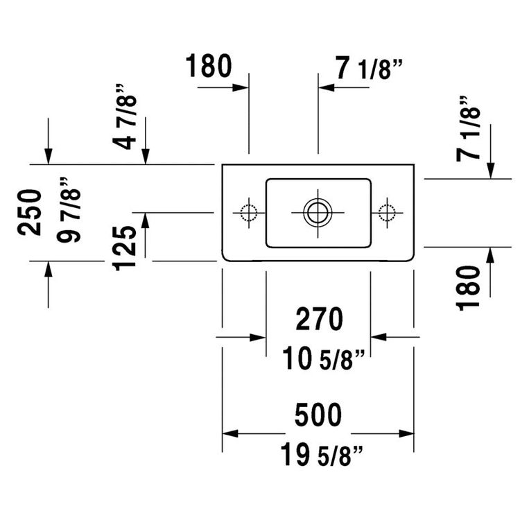 Duravit 07035000001 Vero 19 5/8" Wall Mount Bathroom Sink with Overflow 
