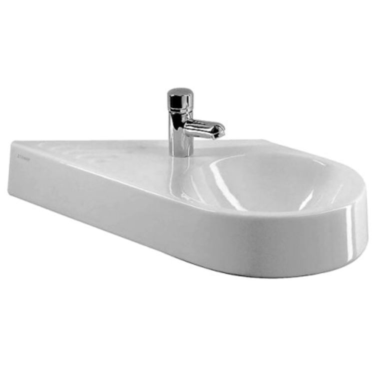 Duravit 07656500001 Architec 25 3/8" Wall Mount Bathroom Sink on Right without Overflow and with Tap Platform 