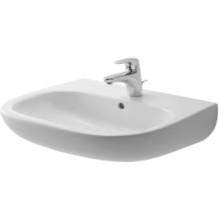 Duravit 23106000302 D-Code 23 5/8" Wall Mount Bathroom Sink with Overflow and Tap Platform With Faucet Holes