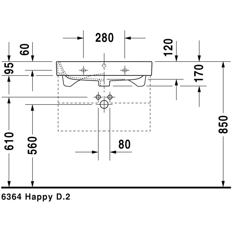 Duravit 23186500001 Happy D.2 25 5/8" Wall Mount Bathroom Sink with Overflow With Mount Type