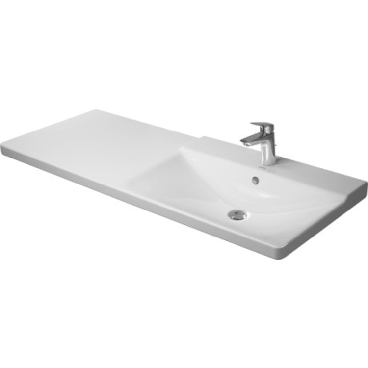Duravit 23341200601 P3 Comforts 49 1/4" Wall Mount Asymmetric Bathroom Sink Bowl on Right Side 