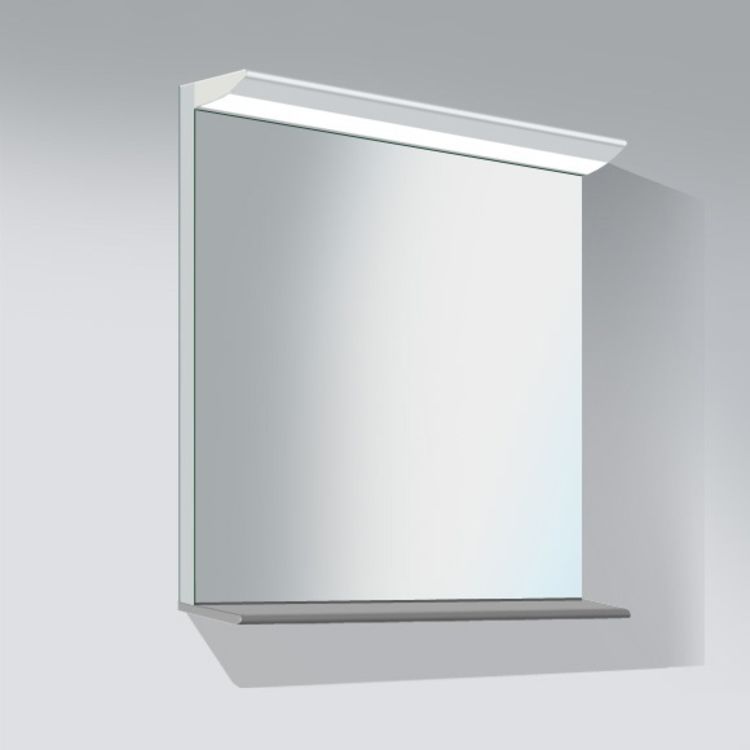 Duravit DN727601414 Darling New 31 1/2" Square Frameless Mirror with Lighting and Wooden Shelf - Terra (Decor)