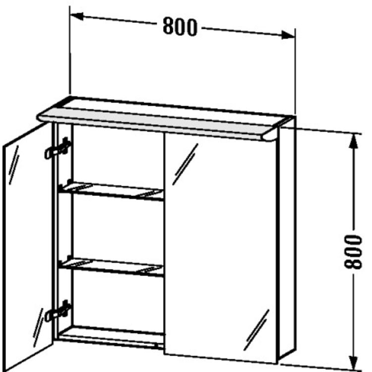 Duravit DN753601414 Darling New 31 1/2" Mirror Lighting Cabinet with Two Glass Shelves - Terra (Decor)