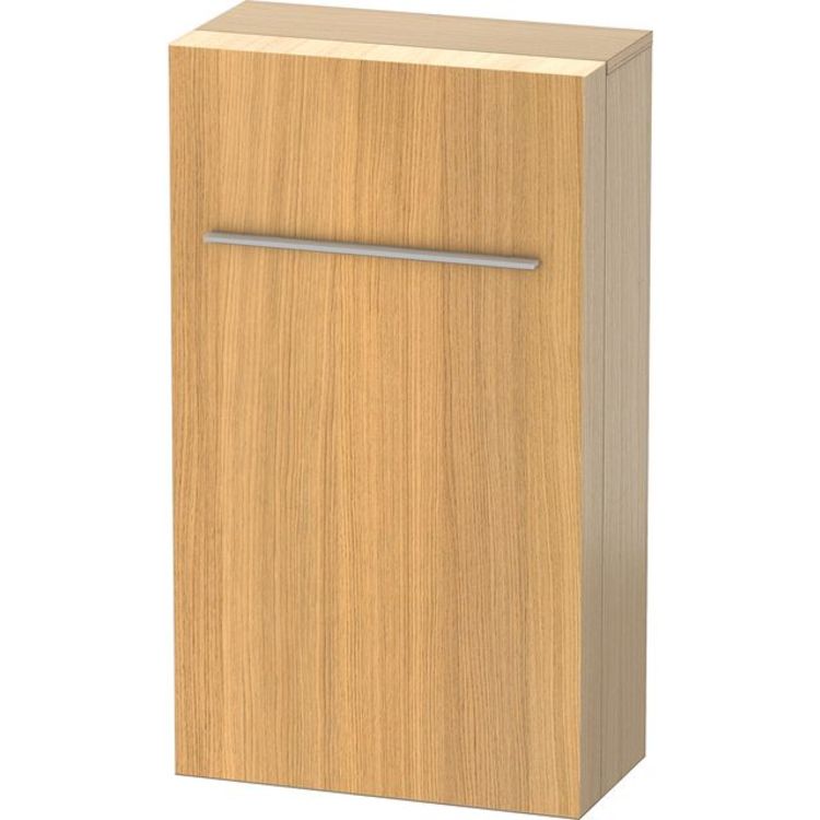 Duravit FO9550L7171 Fogo 34 5/8" Wall Mount Semi-Tall Linen Cabinet with Four Glass Shelves - Mediterranean Oak (Real Wood Veneer)