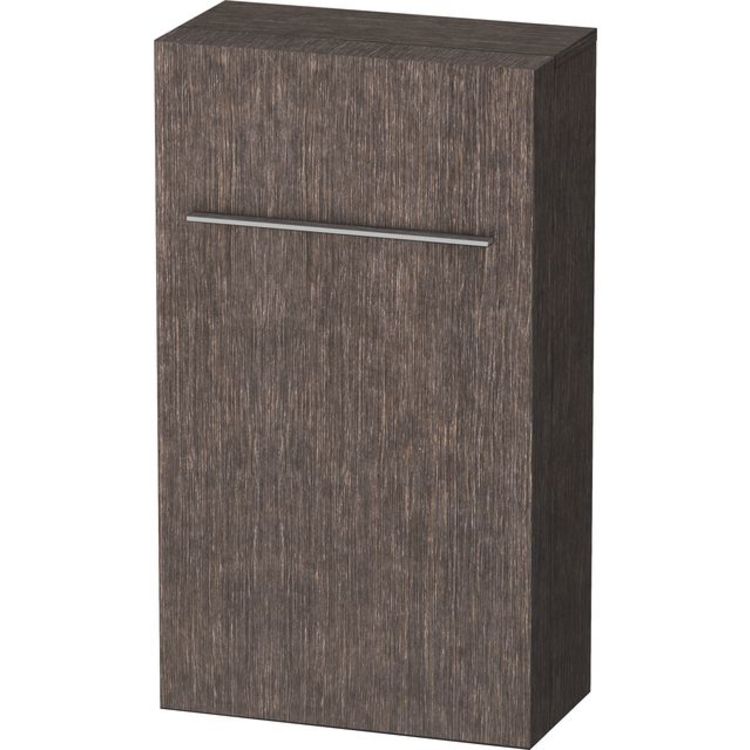 Duravit FO9550L7272 Fogo 34-5/8" Wall Mount Semi-Tall Linen Cabinet with Four Glass Shelves - Brushed Dark Oak (Real Wood Veneer)