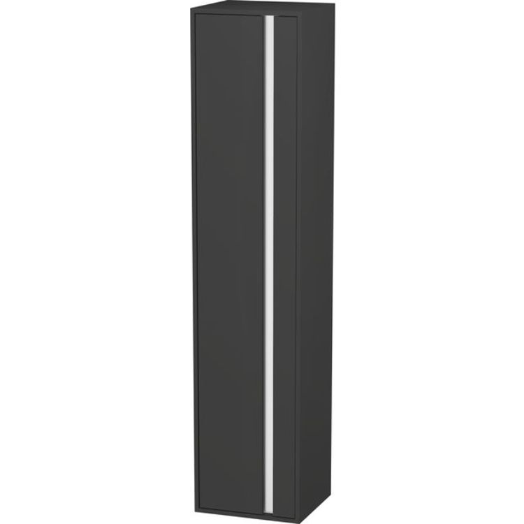 Duravit KT1255L4949 Ketho 15 3/4" Wall Mount Tall Linen Cabinet with One Door - Graphite Matte (Decor)