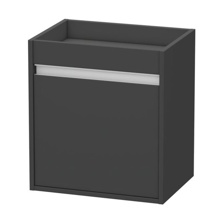 Duravit KT2528R4949 Ketho 21 5/8" Floor Mount Low Linen Cabinet with One Glass Shelf - Graphite Matte (Decor)