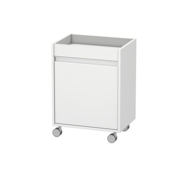 Duravit KT2530L1818 Ketho 26 3/8" Free Standing Mobile Storage Cabinet with One Glass Shelf - White Matte
