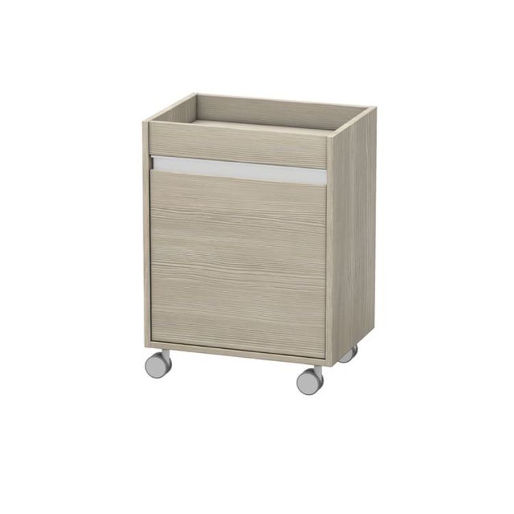 Duravit KT2530L3131 Ketho 26 3/8" Free Standing Mobile Storage Cabinet with One Glass Shelf - Pine Silver (Decor)