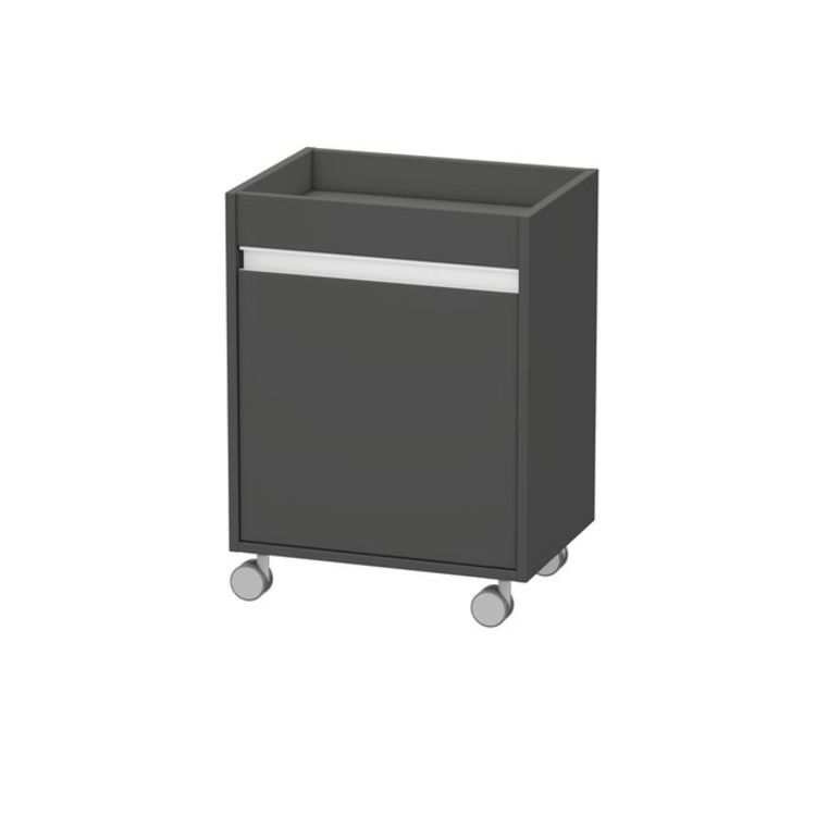 Duravit KT2530L4949 Ketho 26 3/8" Free Standing Mobile Storage Cabinet with One Glass Shelf - Graphite Matte (Decor)