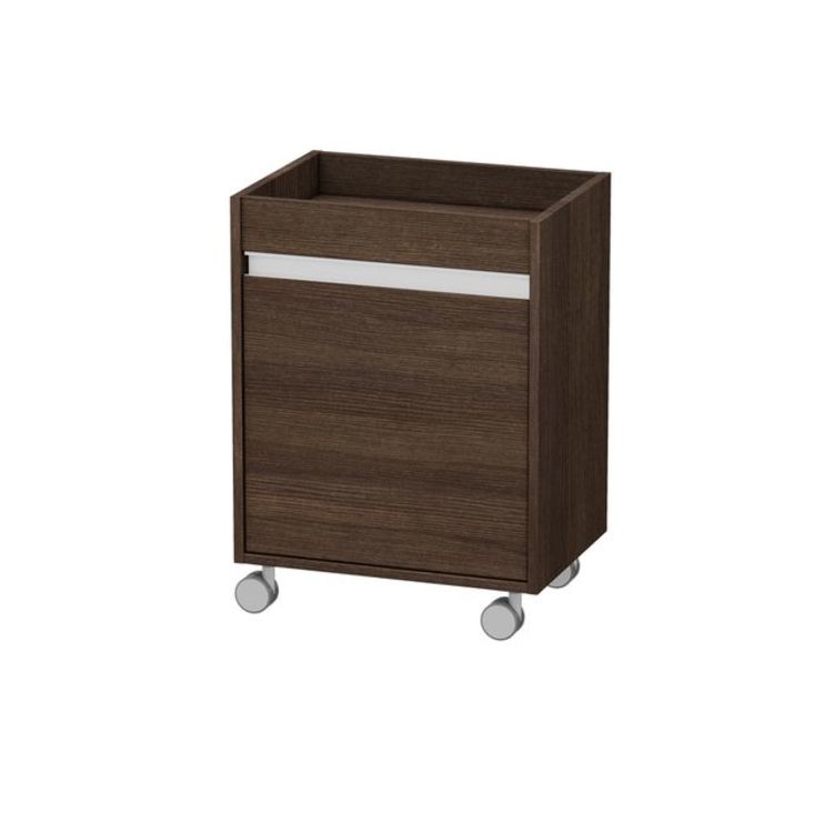 Duravit KT2530L5353 Ketho 26 3/8" Free Standing Mobile Storage Cabinet with One Glass Shelf - Chestnut Dark (Decor)