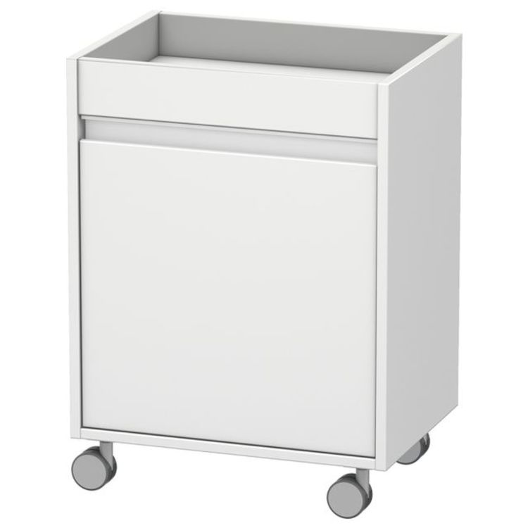 Duravit KT2530R1818 Ketho 26 3/8" Free Standing Mobile Storage Cabinet with One Glass Shelf - White Matte