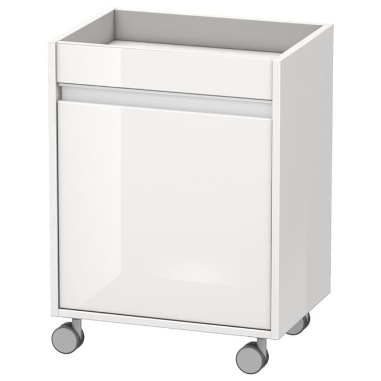 Duravit KT2530R2222 Ketho 26 3/8" Free Standing Mobile Storage Cabinet with One Glass Shelf - White High Gloss (Decor)