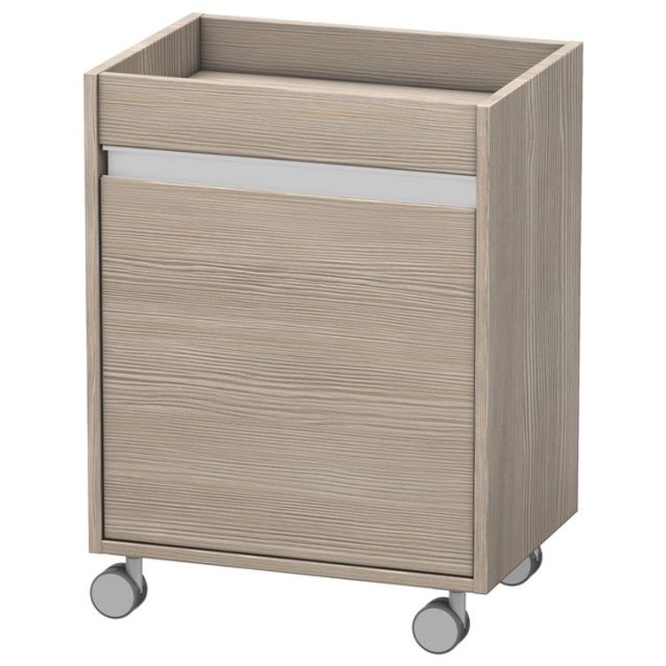 Duravit KT2530R3131 Ketho 26 3/8" Free Standing Mobile Storage Cabinet with One Glass Shelf - Pine Silver (Decor)