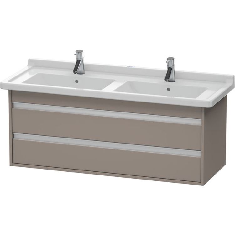 Duravit KT664604343 Ketho 47 1/4" Wall Mount Double Bathroom Vanity with Two Drawers - Basalt Matte (Decor)