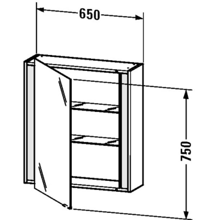 Duravit KT7530R4949 Ketho 25 5/8" Mirror Lighting Cabinet with Two Glass Shelves - Graphite Matte (Decor) And Hinge Position