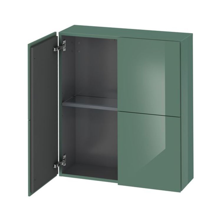 Duravit LC116700303 L Cube 9 1/2" Wall Mount Semi-Tall Linen Cabinet with Two Doors - Jade High Gloss Lacquer
