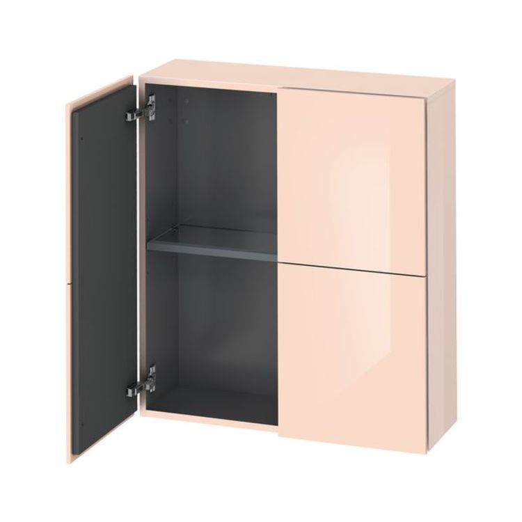 Duravit LC116701010 L Cube 9 1/2" Wall Mount Semi-Tall Linen Cabinet with Two Doors - Apricot Pearl High Gloss