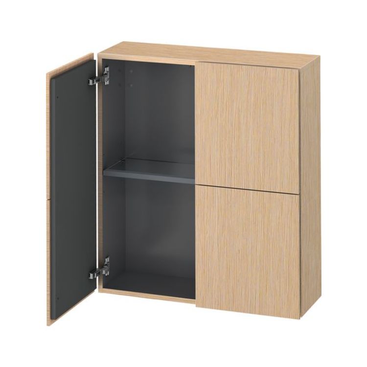 Duravit LC116701212 L Cube 9 1/2" Wall Mount Semi-Tall Linen Cabinet with Two Doors - Brushed Oak (Real Wood Veneer)