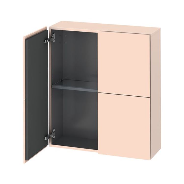 Duravit LC116702020 L Cube 9 1/2" Wall Mount Semi-Tall Linen Cabinet with Two Doors - Apricot Pearl Satin Matte
