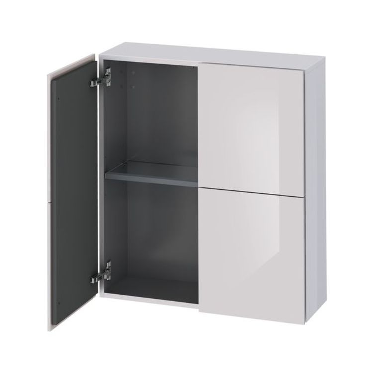 Duravit LC116702727 L Cube 9 1/2" Wall Mount Semi-Tall Linen Cabinet with Two Doors - White Lilac High Gloss Lacquer