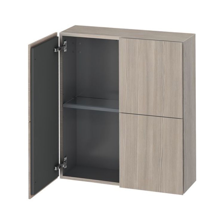 Duravit LC116703131 L Cube 9 1/2" Wall Mount Semi-Tall Linen Cabinet with Two Doors - Pine Silver (Decor)