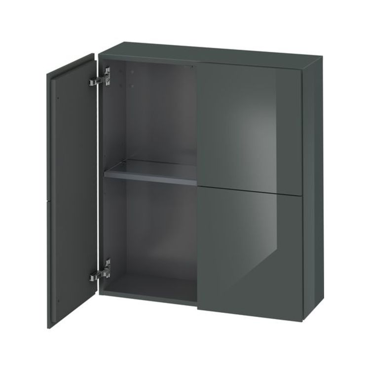 Duravit LC116703838 L Cube 9 1/2" Wall Mount Semi-Tall Linen Cabinet with Two Doors - Dolomiti Grey High Gloss Lacquer