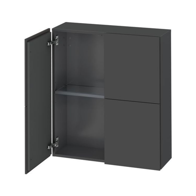 Duravit LC116704949 L Cube 9 1/2" Wall Mount Semi-Tall Linen Cabinet with Two Doors - Graphite Matte (Decor)