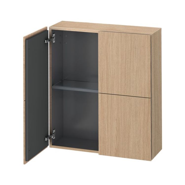 Duravit LC116705252 L Cube 9 1/2" Wall Mount Semi-Tall Linen Cabinet with Two Doors - European Oak (Decor)