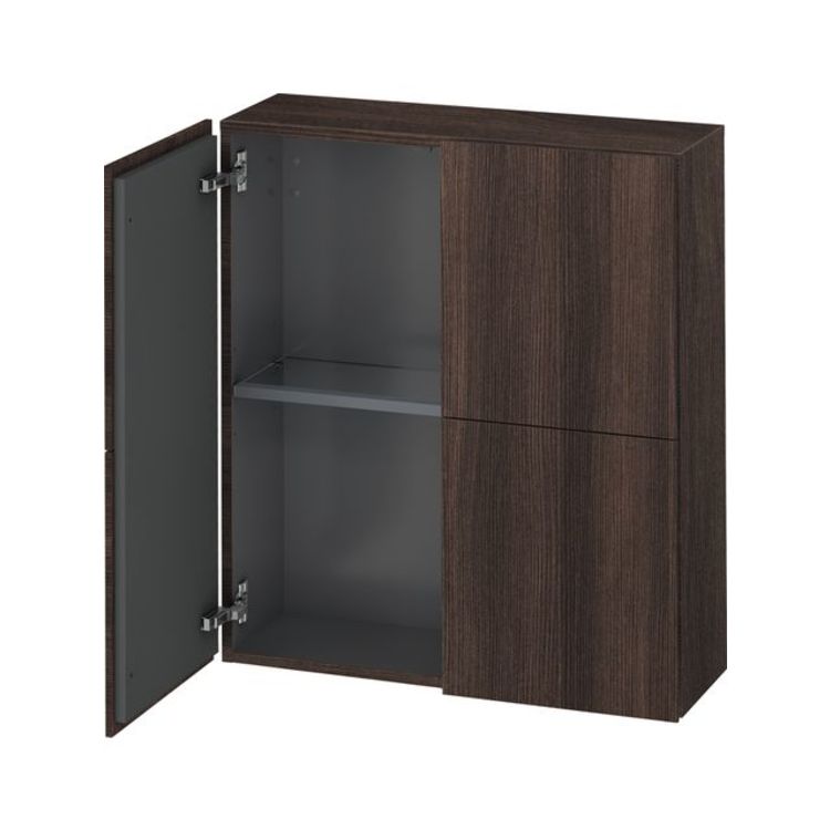 Duravit LC116705353 L Cube 9 1/2" Wall Mount Semi-Tall Linen Cabinet with Two Doors - Chestnut Dark (Decor)