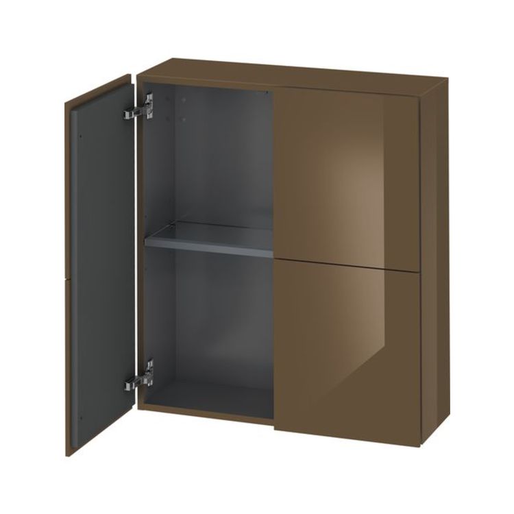 Duravit LC116706161 L Cube 9 1/2" Wall Mount Semi-Tall Linen Cabinet with Two Doors - Olive Brown High Gloss Lacquer
