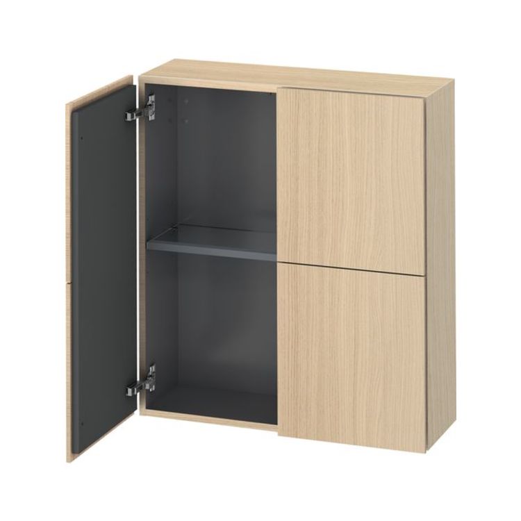 Duravit LC116707171 L Cube 9 1/2" Wall Mount Semi-Tall Linen Cabinet with Two Doors - Mediterranean Oak (Real Wood Veneer)