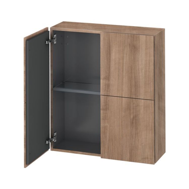 Duravit LC116707373 L Cube 9 1/2" Wall Mount Semi-Tall Linen Cabinet with Two Doors - Ticino Cherry Tree (Decor)