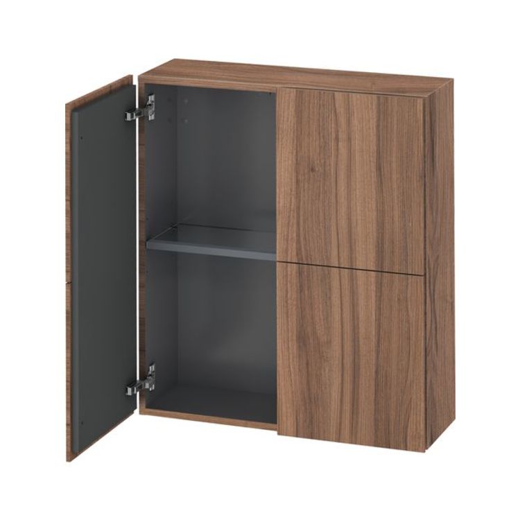 Duravit LC116707979 L Cube 9 1/2" Wall Mount Semi-Tall Linen Cabinet with Two Doors - Natural Walnut (Decor)