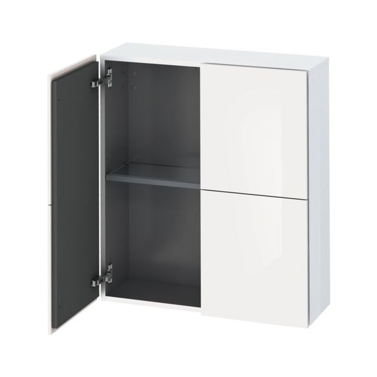 Duravit LC116708585 L Cube 9 1/2" Wall Mount Semi-Tall Linen Cabinet with Two Doors - White High Gloss Lacquer