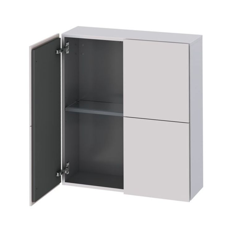 Duravit LC116708787 L Cube 9 1/2" Wall Mount Semi-Tall Linen Cabinet with Two Doors - White Lilac Satin Matte Lacquer