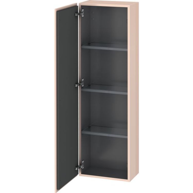 Duravit LC1168L1010 L Cube 15 3/4" Wall Mount Semi-Tall Linen Cabinet with Three Glass Shelves - Apricot Pearl High Gloss