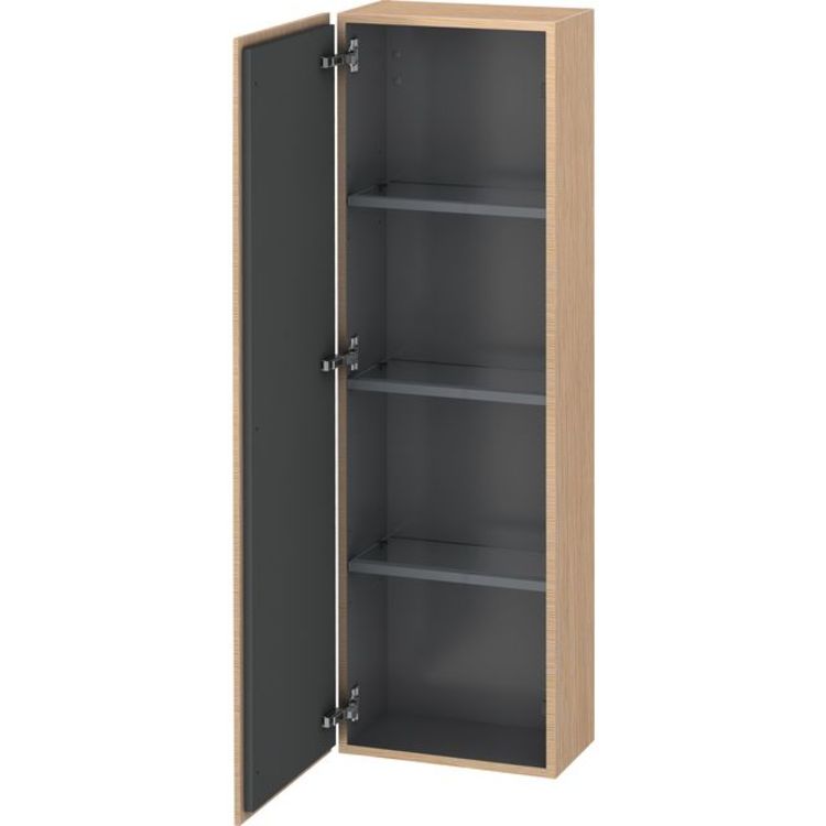 Duravit LC1168L1212 L Cube 15 3/4" Wall Mount Semi-Tall Linen Cabinet with Three Glass Shelves - Brushed Oak (Real Wood Veneer)