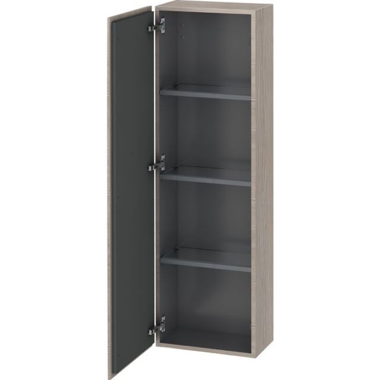 Duravit LC1168L3131 L Cube 15 3/4" Wall Mount Semi-Tall Linen Cabinet with Three Glass Shelves - Pine Silver (Decor)